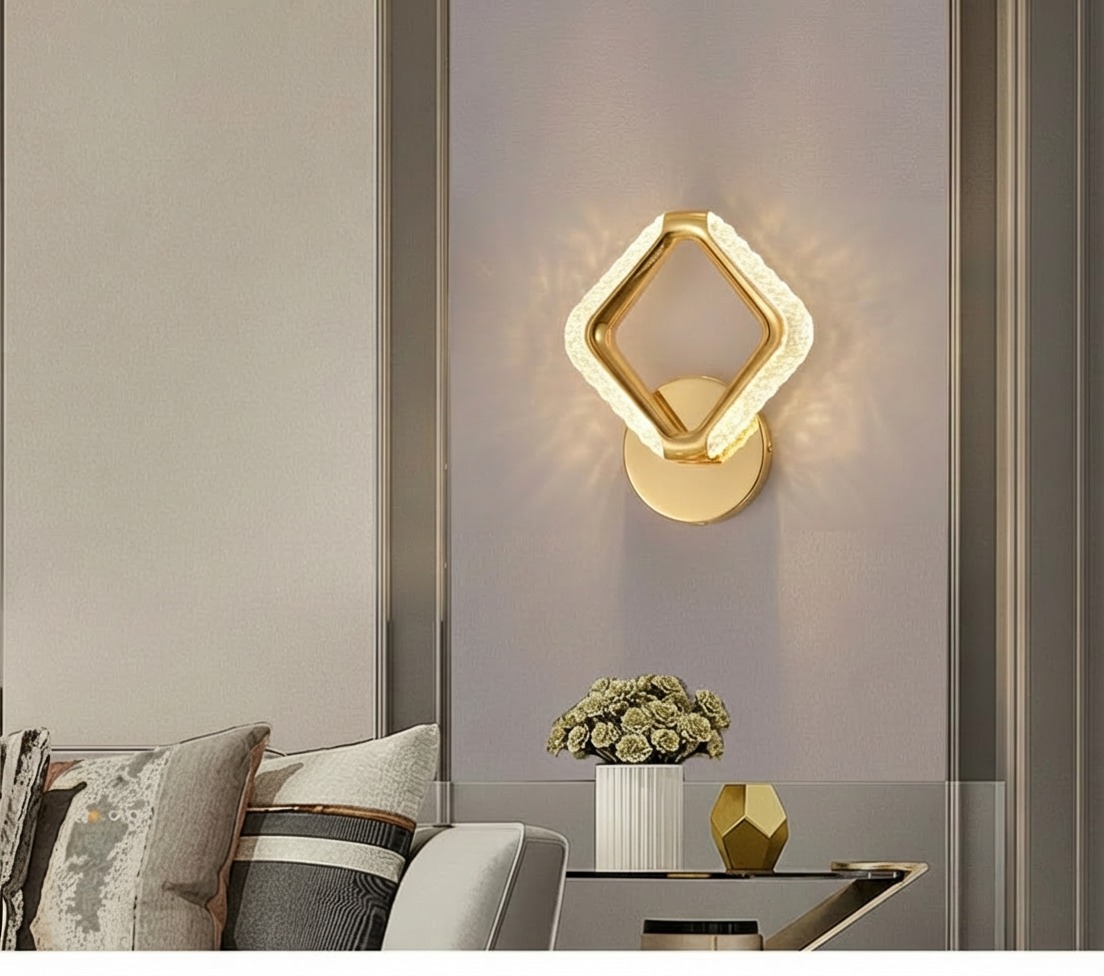 Modern Gold 4-Way LED Wall Light for Hallway, Bedroom &amp; Living Room.