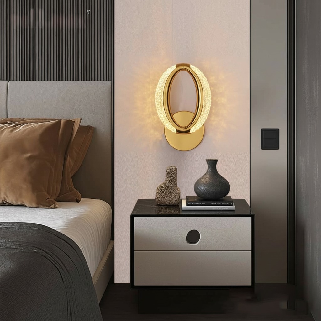 Decorative Gold Hexagonal LED Wall Light for Bedroom and Living Room.