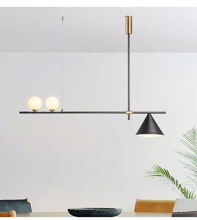 Luxury Black Linear Chandelier – Modern Kitchen &amp; Living Room Light.