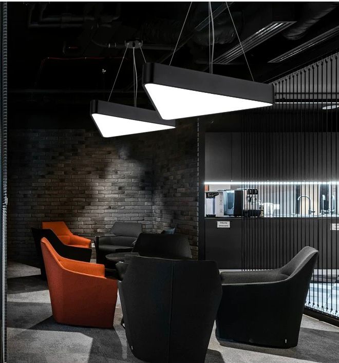 Industrial Style Black Triangle LED Hanging Lamp.