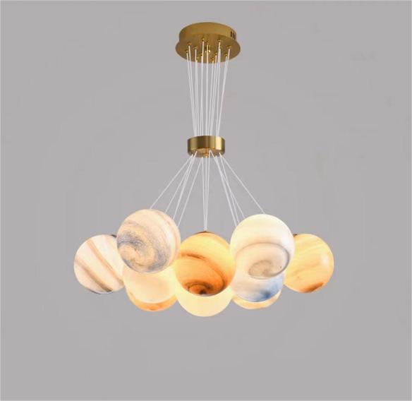 Luxury Nordic Multi-Glass Sphere Chandelier – Adjustable LED Pendant Light.