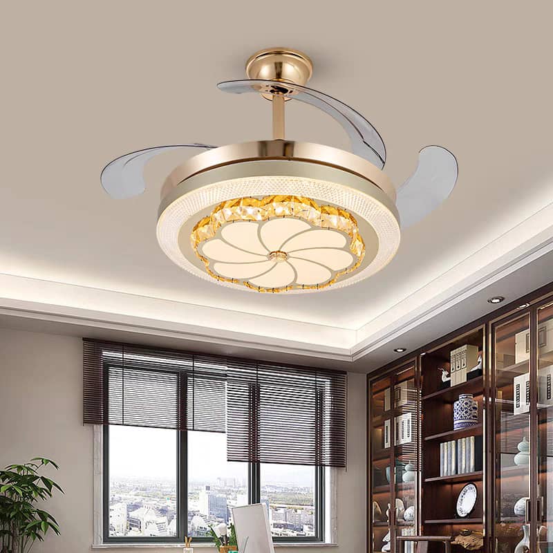 Rose Gold Ceiling Fan with Silent Copper Motor, LED Lighting &amp; Bluetooth Speaker.