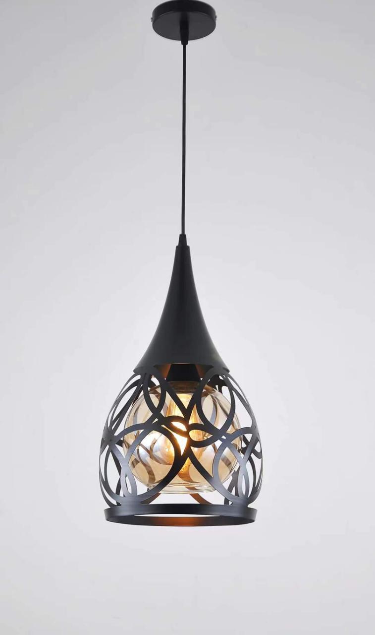 Elegant Black Cut-Out Drop Light for Living Room and Dining Area.