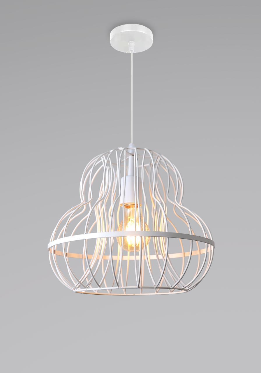 Stylish White Cage Ceiling Pendant Light – Modern Industrial Design.