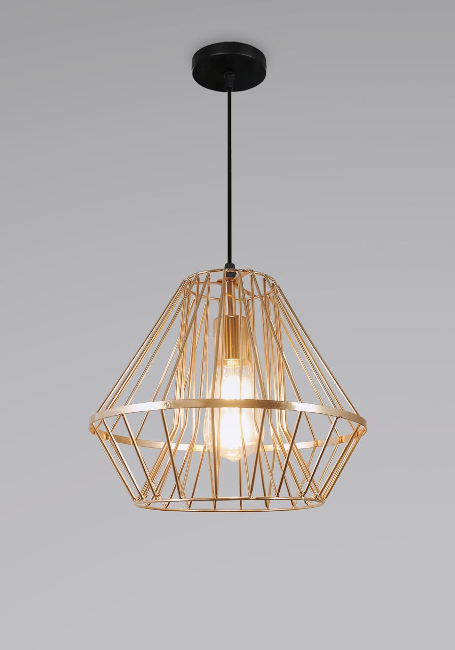 Modern Black & Gold Metal Cage Drop Light – Decorative Hanging Lamp.