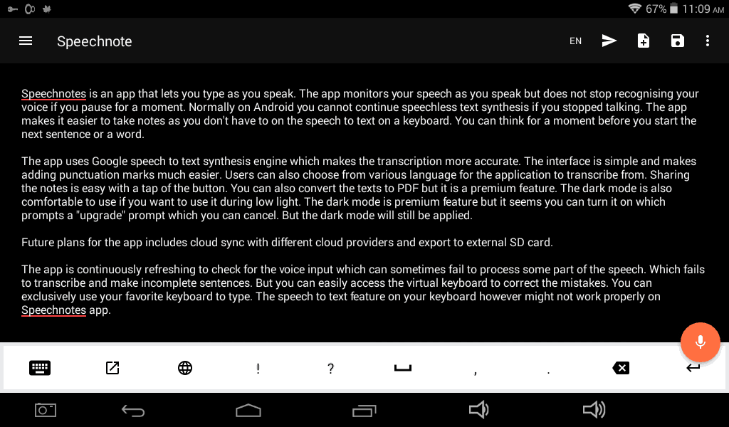 Speechnotes Android App