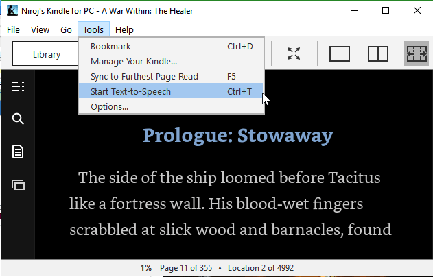 Kindle for Windows Text to Speech