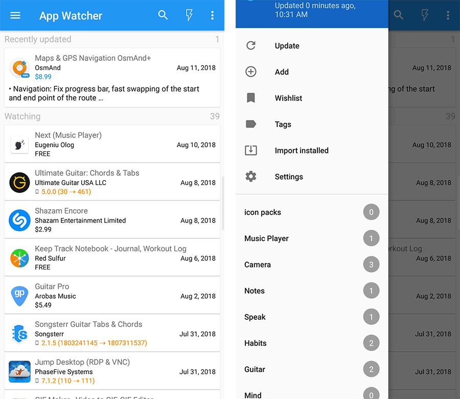 Android app watcher