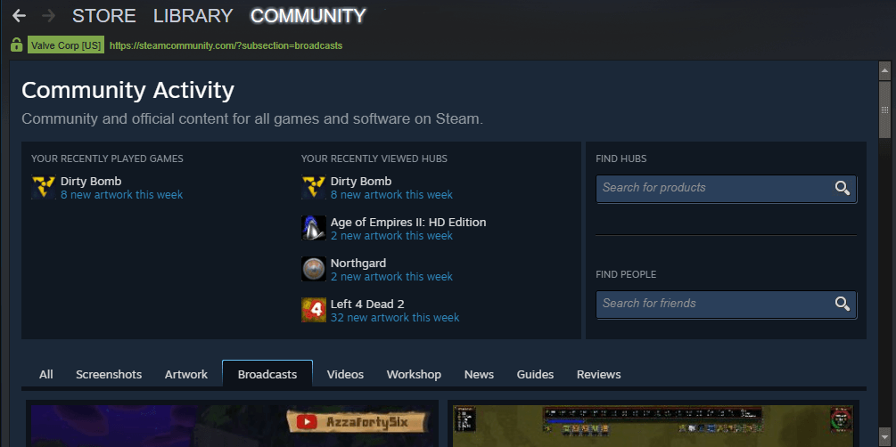 How to broadcast on steam