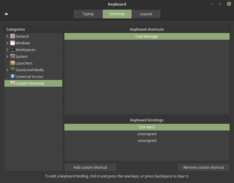 Linux mint task manager shortcut