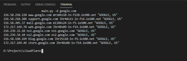 Test for Google domain using cloud reveal