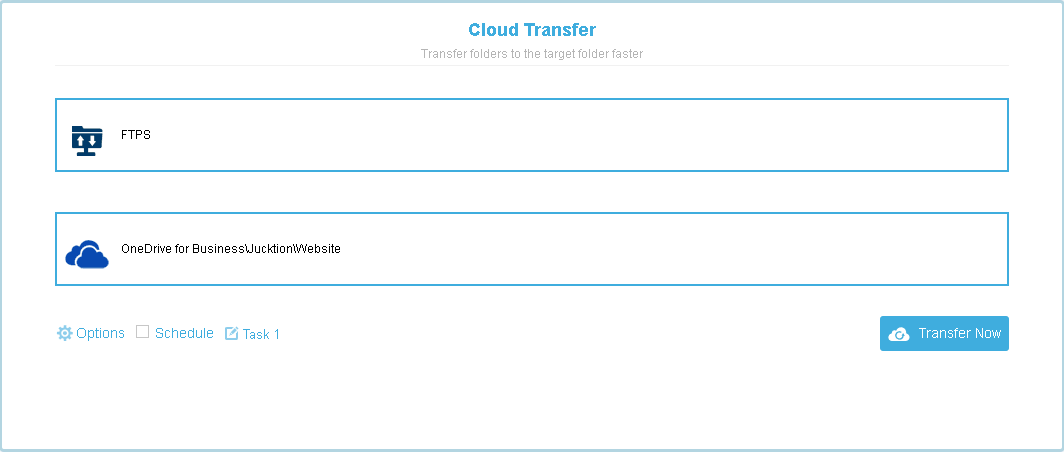 Screenshot showing the task list to backup wordpress site to Onedrive