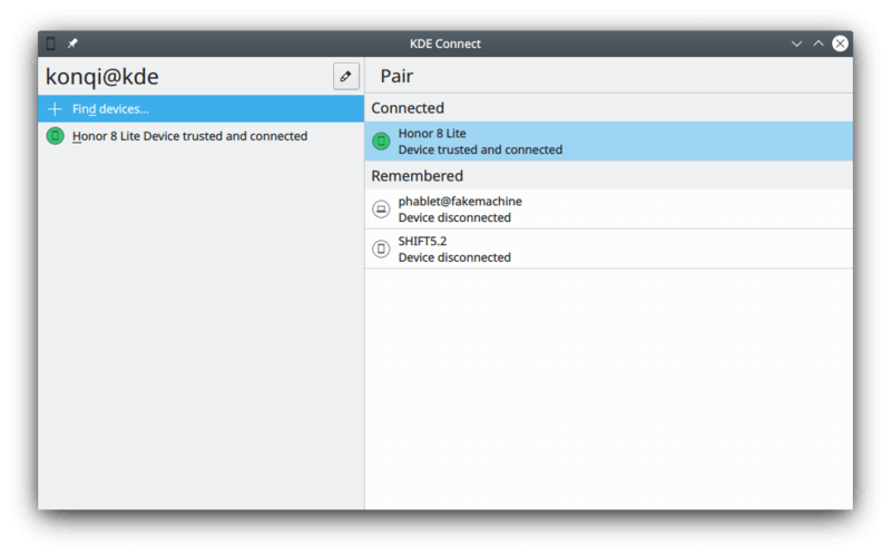 KDE Connect Pairing Screen
