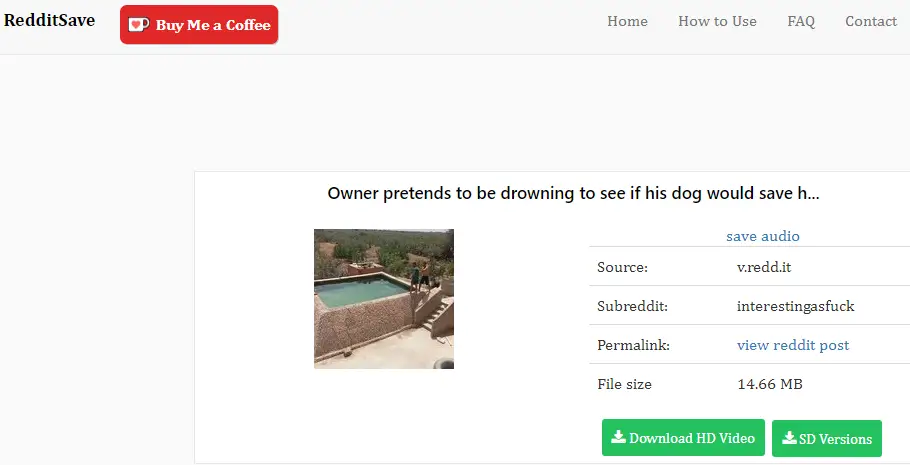 Redditsave interface