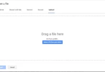 How to open docx file in Google Docs? A screenshot of a upload feature in Google docs