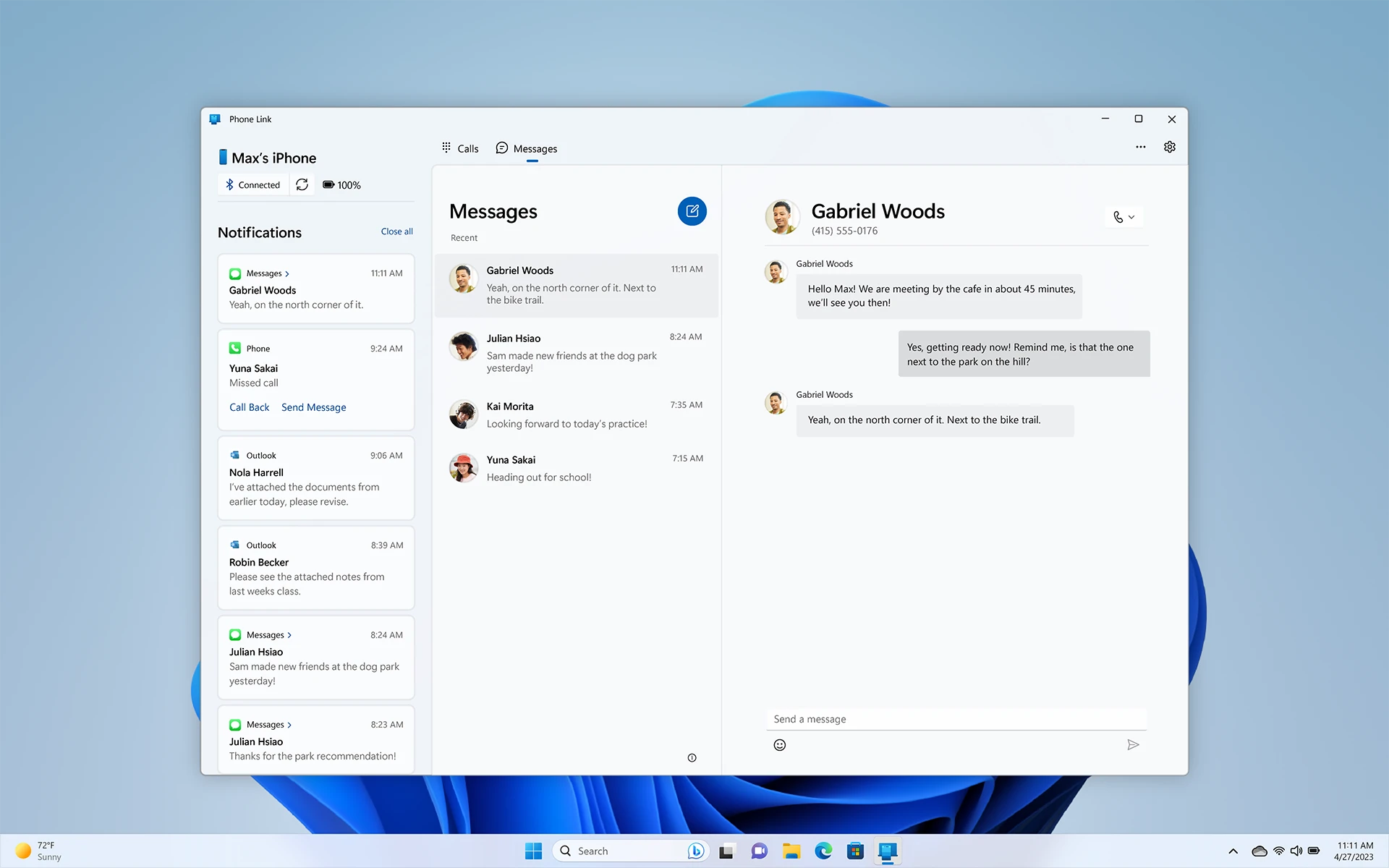 Windows Insider Preview of iMessage on 'Phone Link' app