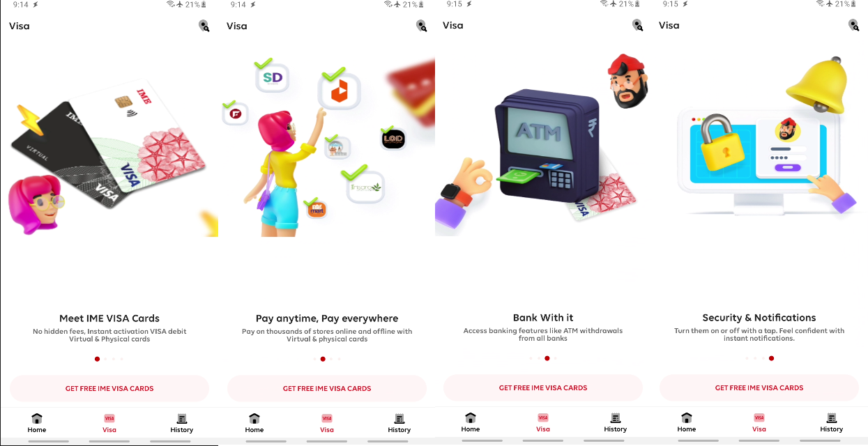 IMEPay Visa Card Introduction on IMEPay app