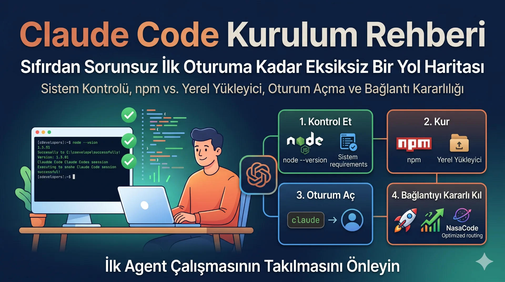Claude Code Kurulumu: Sıfırdan Çalışan İlk Oturuma