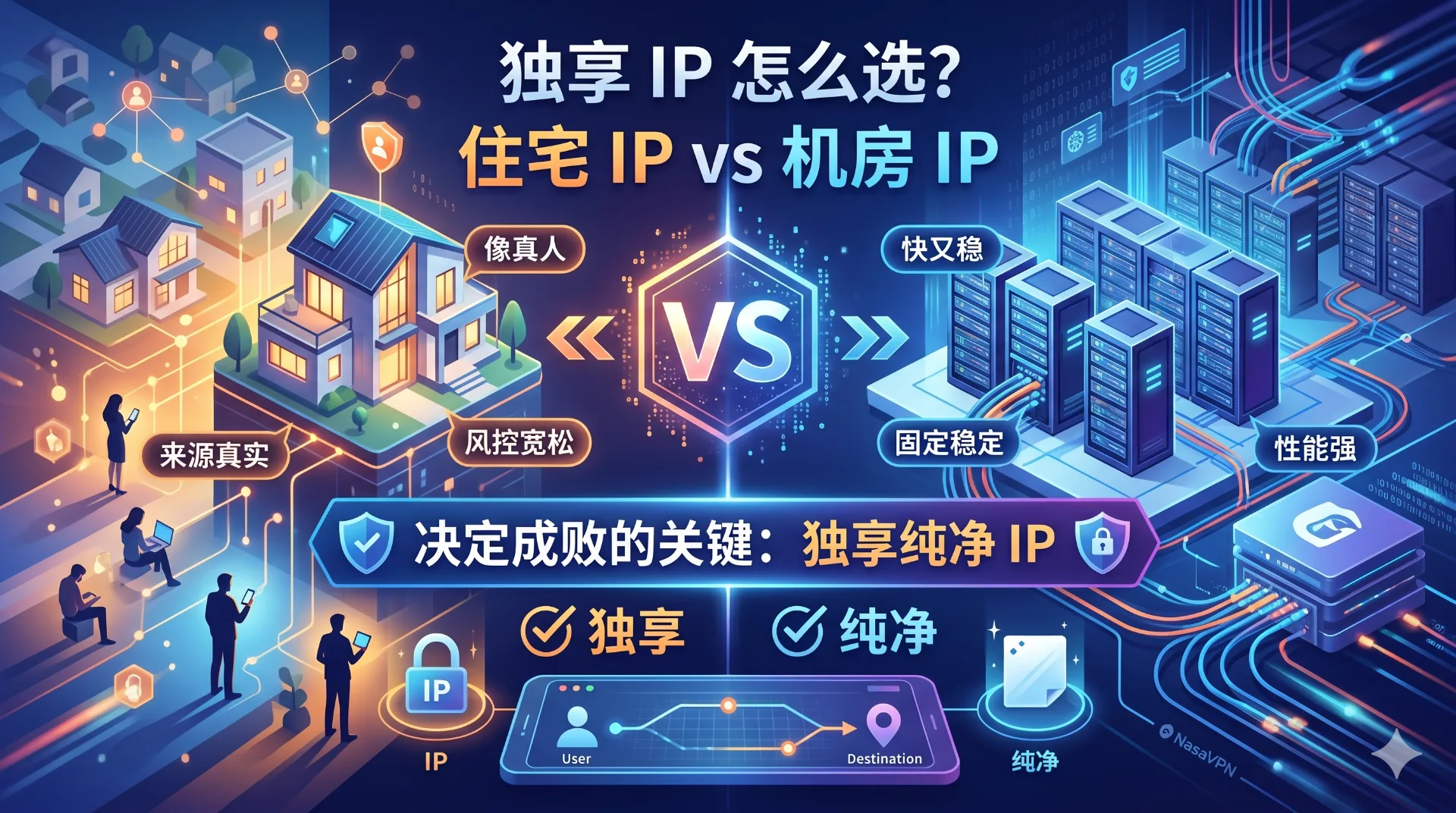 住宅 IP 和机房 IP 区别:独享纯净 IP 怎么选 | NasaVPN
