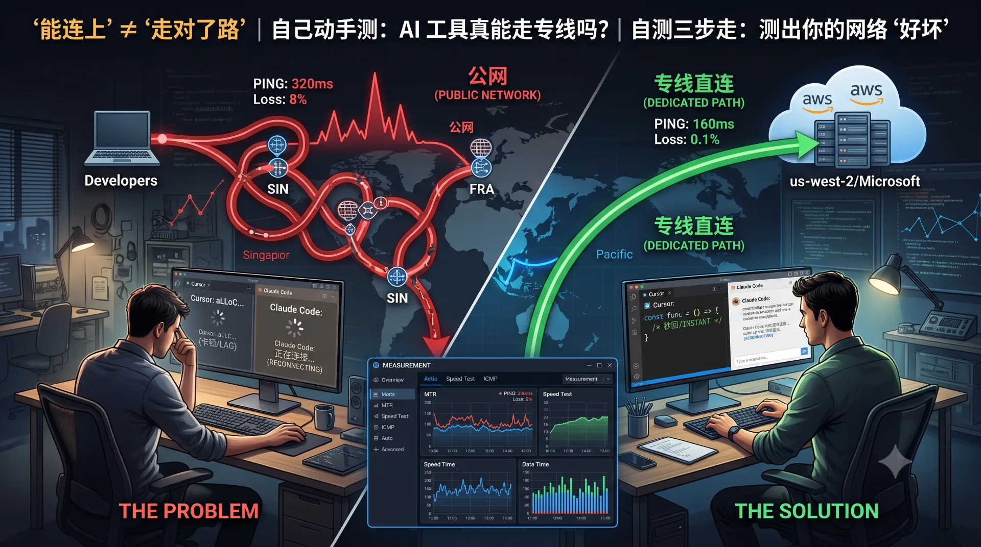 AI 编程总卡顿?三步自测你走没走专线直连 | NasaCode