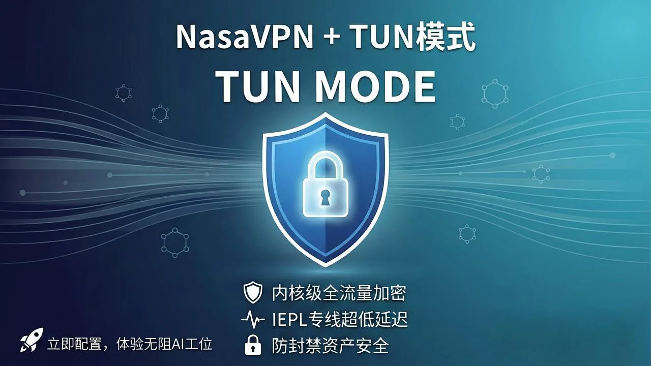 终结 Layer 7 伪装者:为什么顶尖 AI 研发全面强制启用 NasaVPN 内核级 TUN 模式?