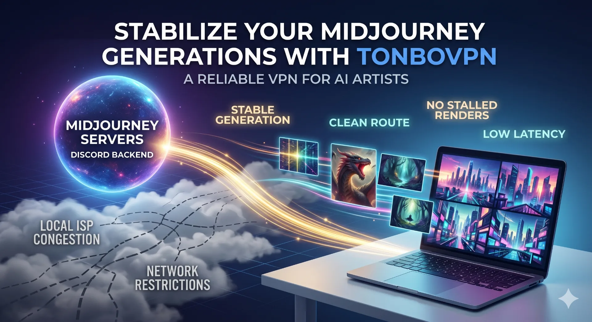 VPN for Midjourney: Fix Stalled Renders | TonBoVPN