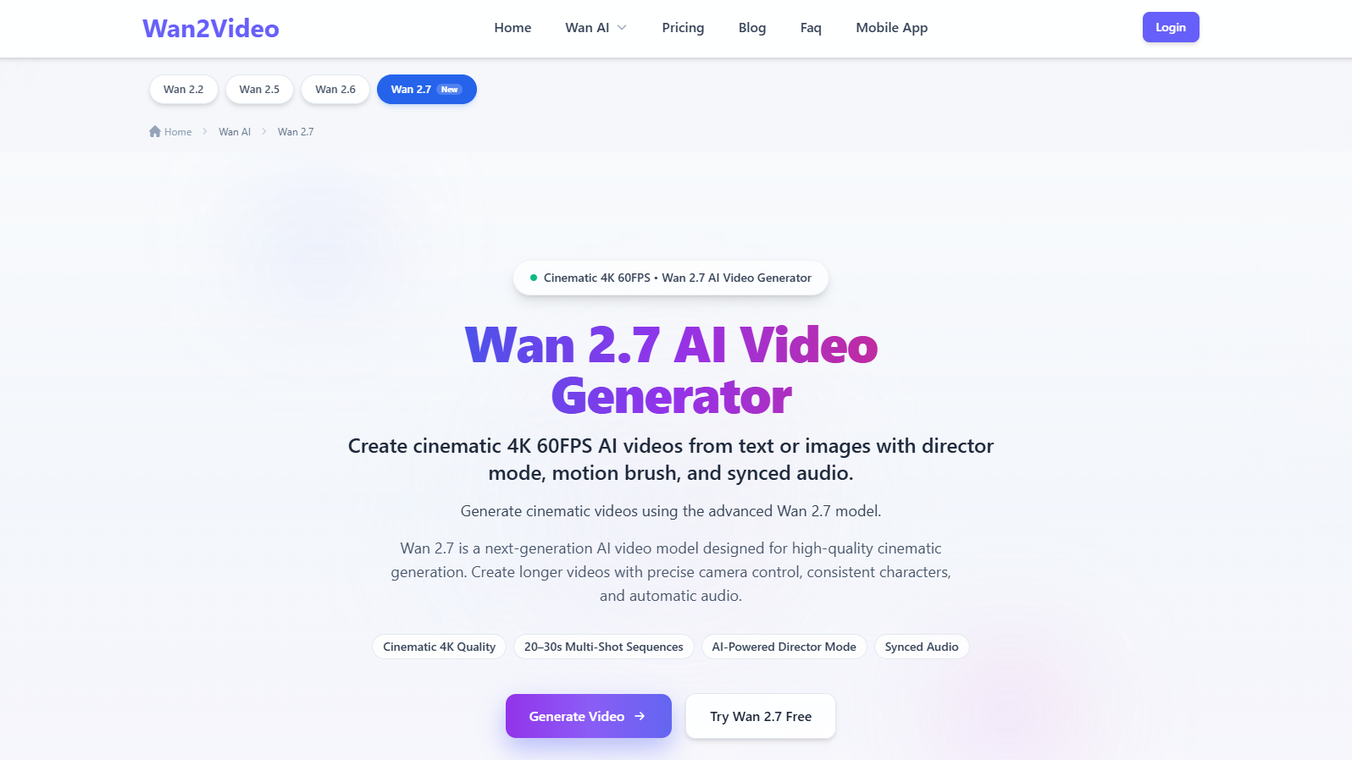 Wan 2.7 AI Video Generator