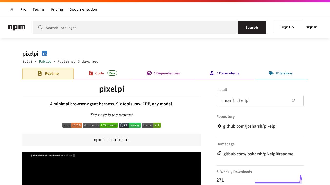 A minimal browser harness for agents