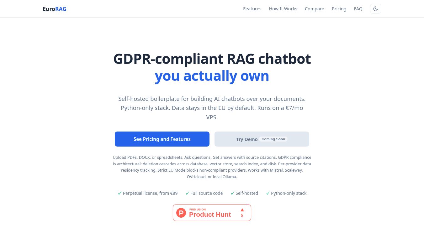 A self-hosted RAG chatbot boilerplate