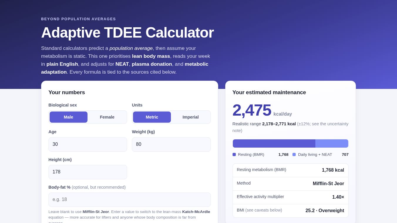 Adaptive TDEE Calculator