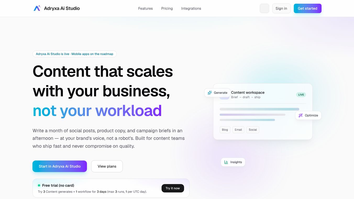 Adryxa AI Studio