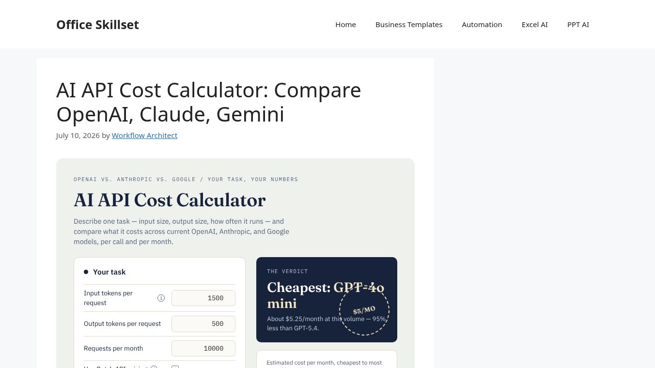 AI API Cost Calculator