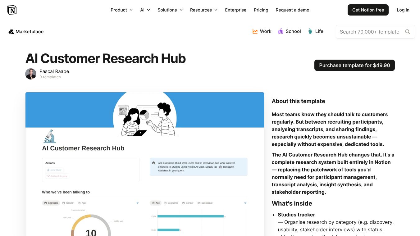 AI Customer Research Hub in Notion