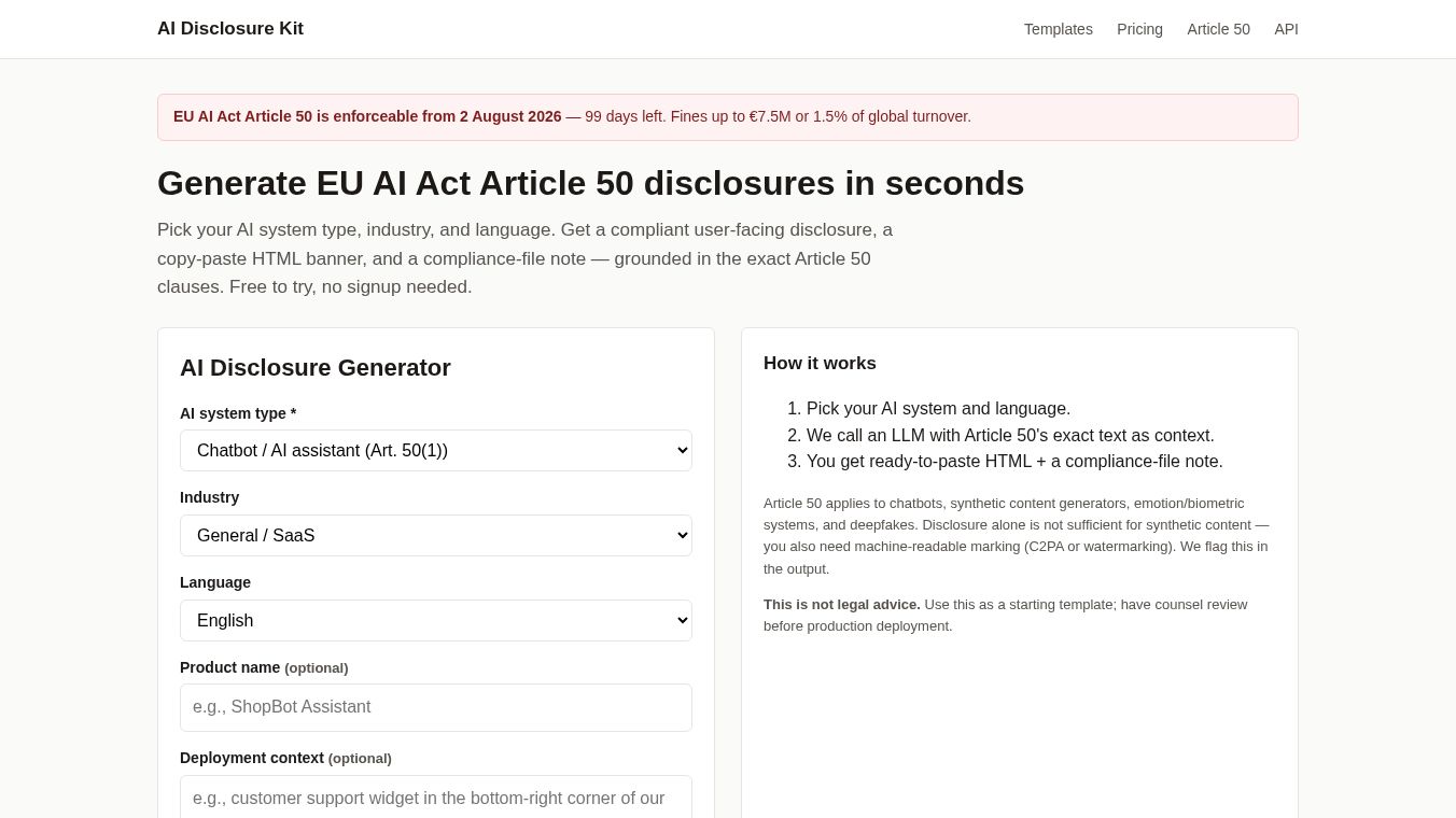 AI Disclosure Kit