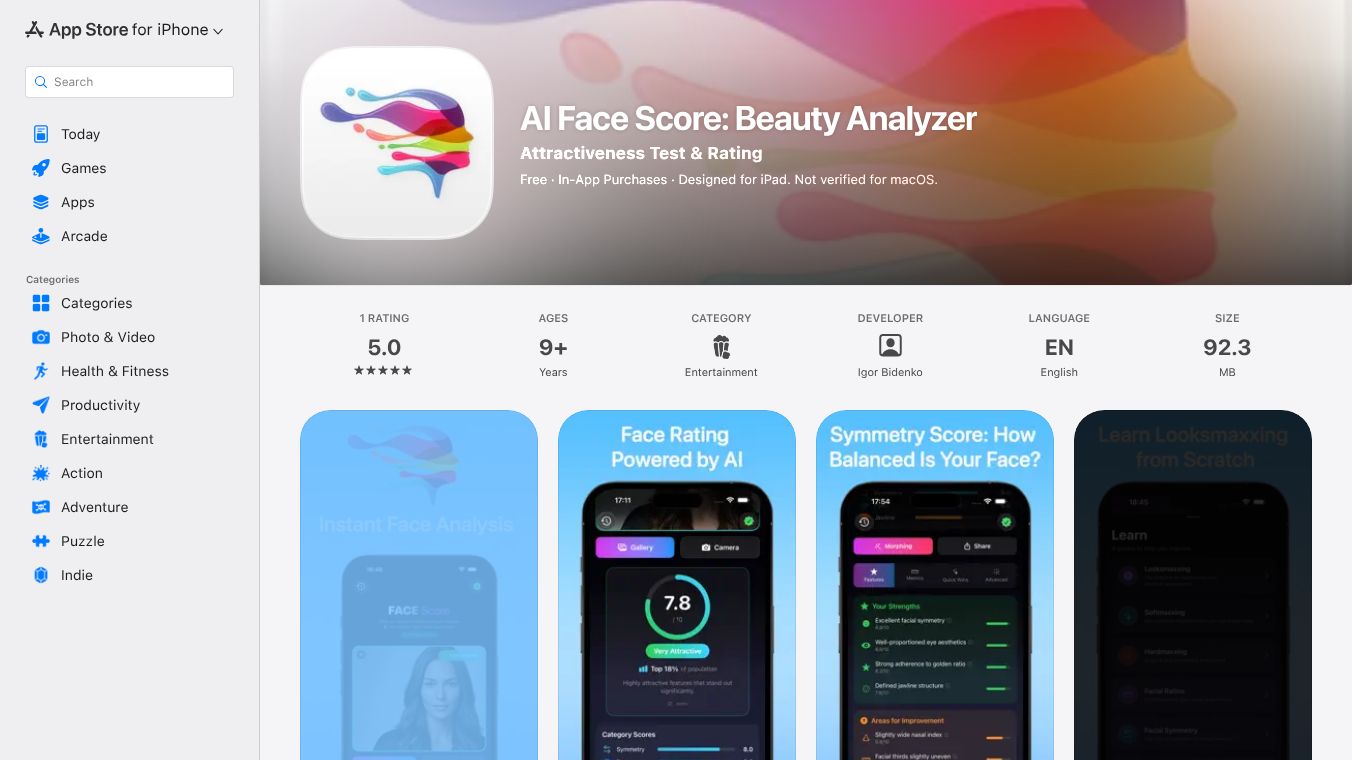 AI Face Score - Honest Beauty Check