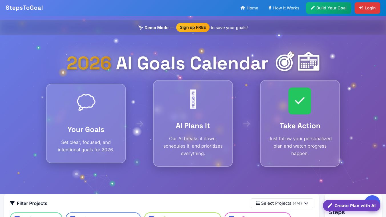 AI Goals Calendar 2026 – StepsToGoal