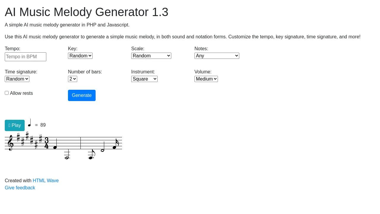 AI Music Melody Generator