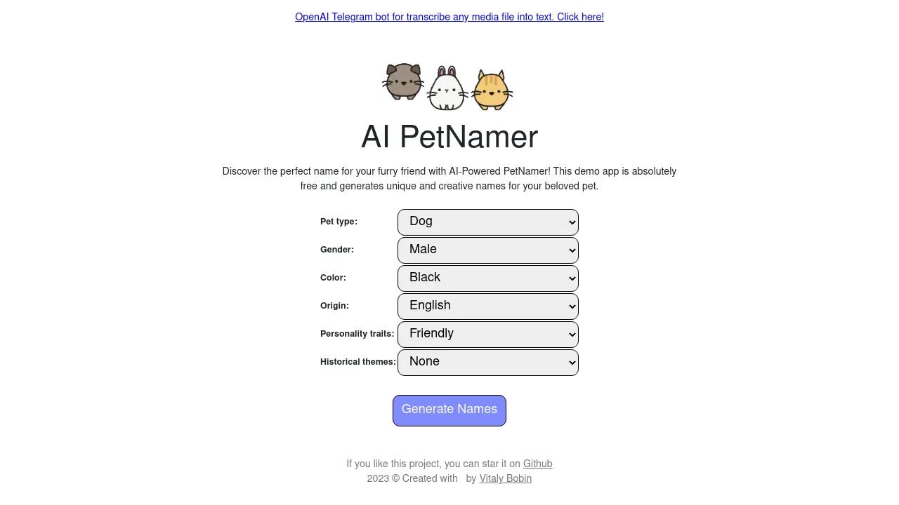 AI Pet Name Generator