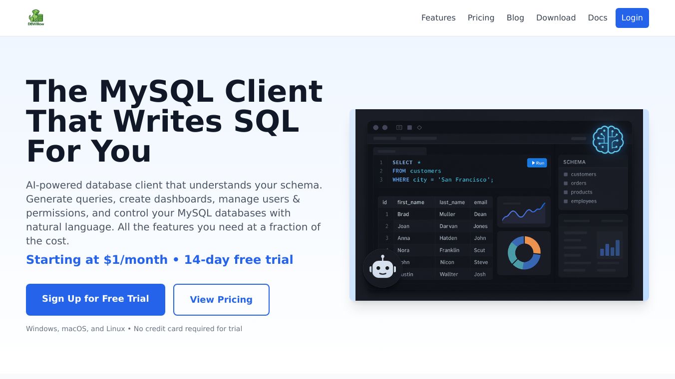 AI powered MySQL client