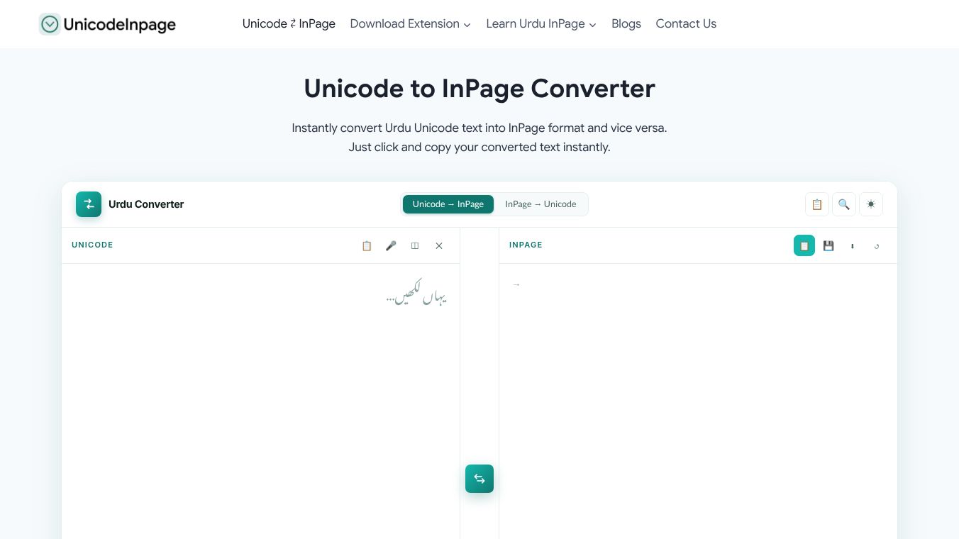 Ai Powered Unicode to Inpage Converter