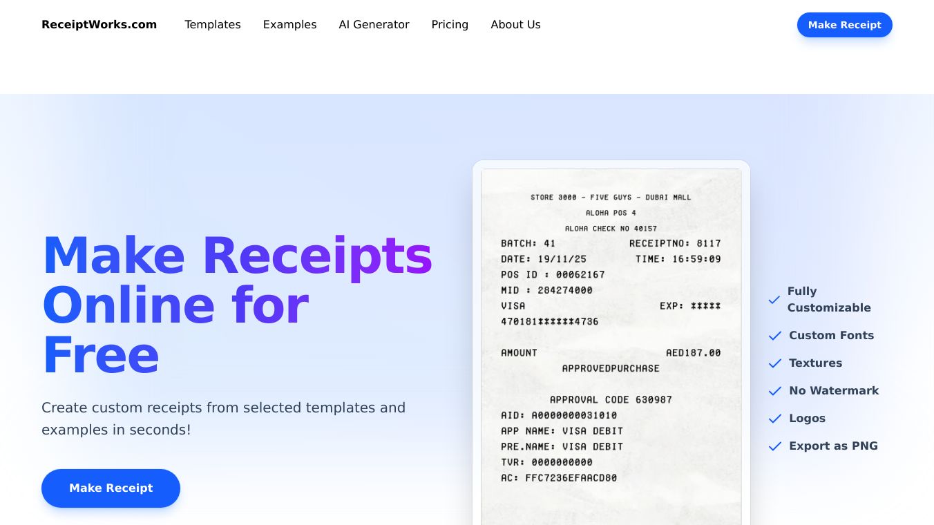 AI receipt generator