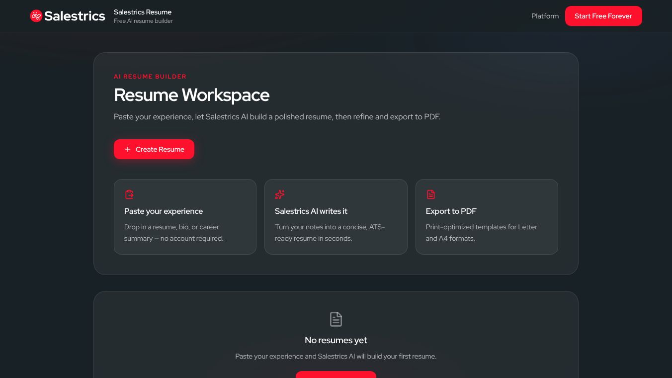 AI Resume Builder by Salestrics