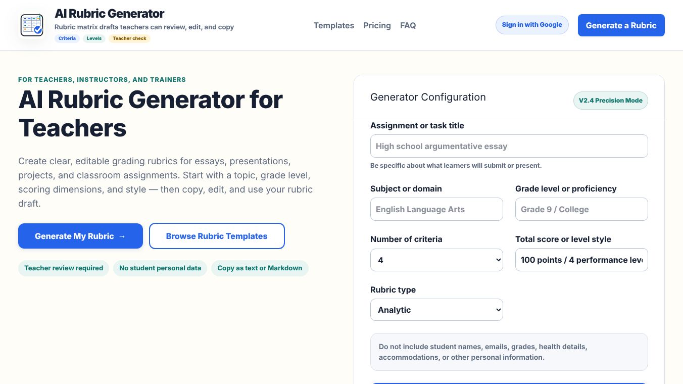 AI Rubric Generator