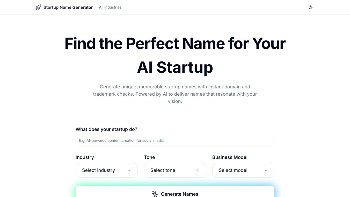 AI Startup Name Generator