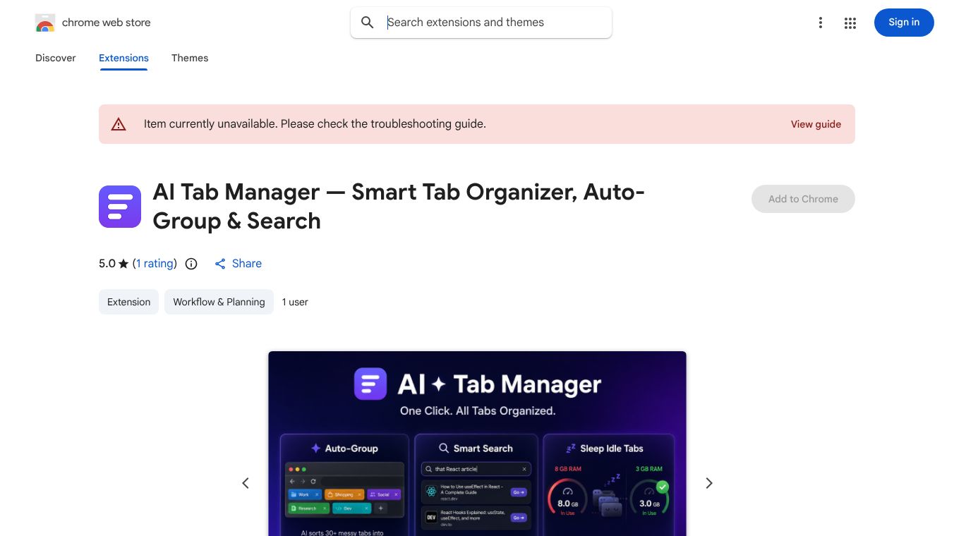 AI Tab Manager - search , sleep & Manage