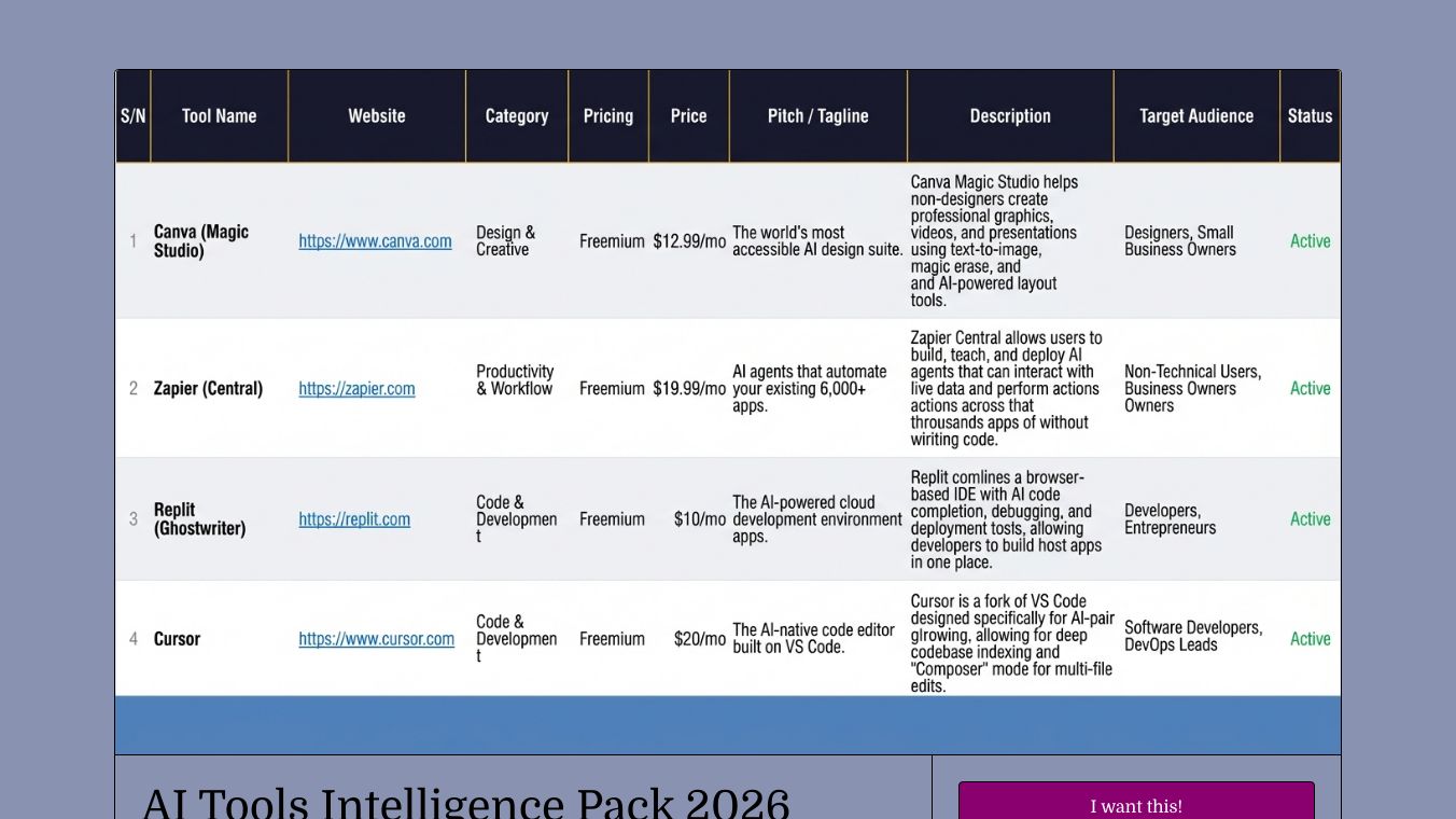 AI Tools Intelligence Pack 2026