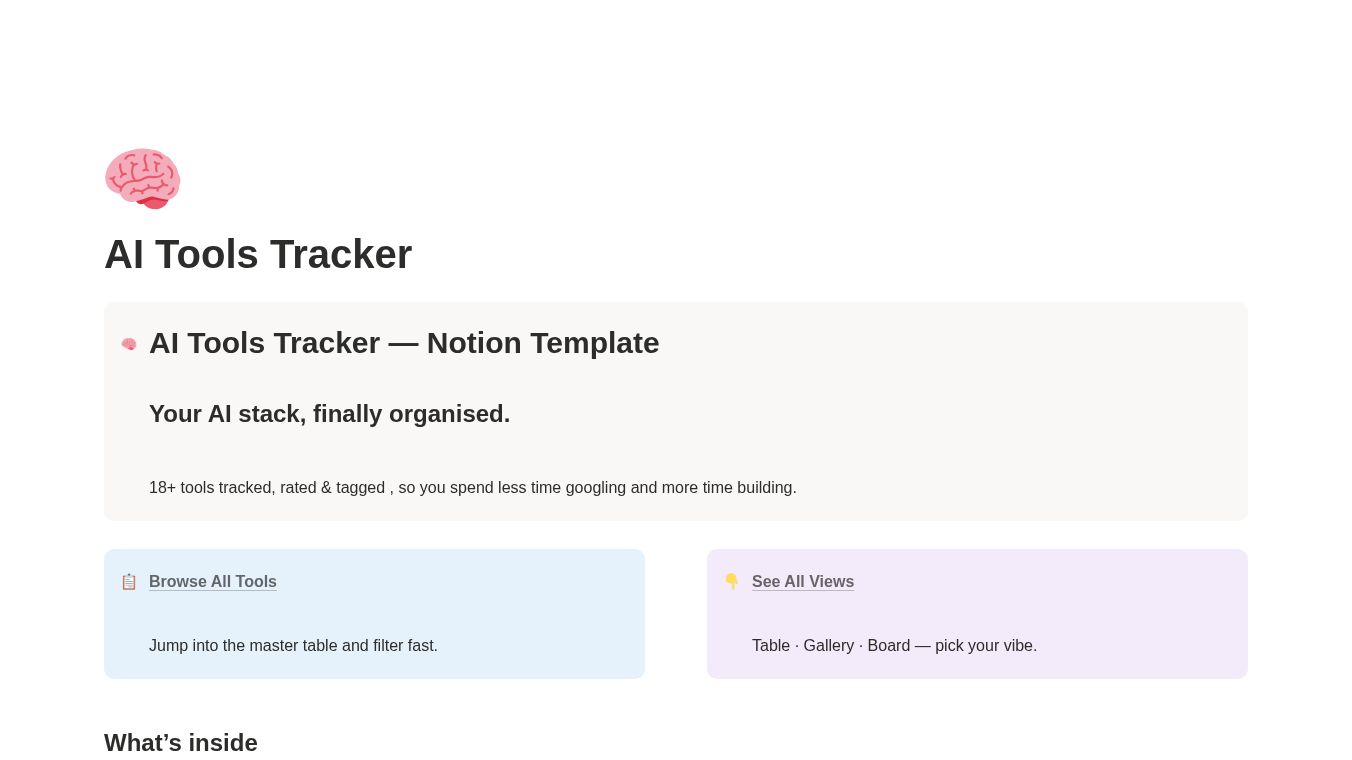 AI Tools Tracker - Notion Template