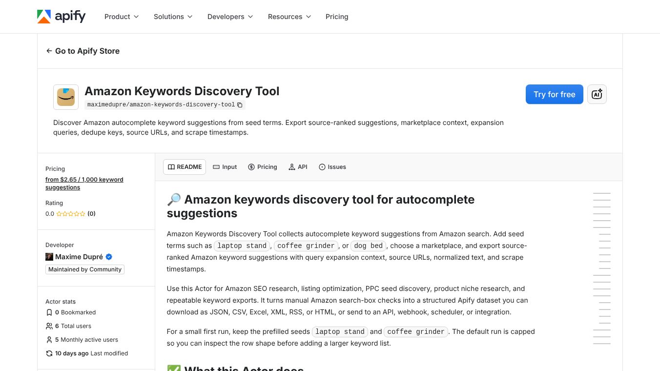 Amazon Keywords Discovery Tool