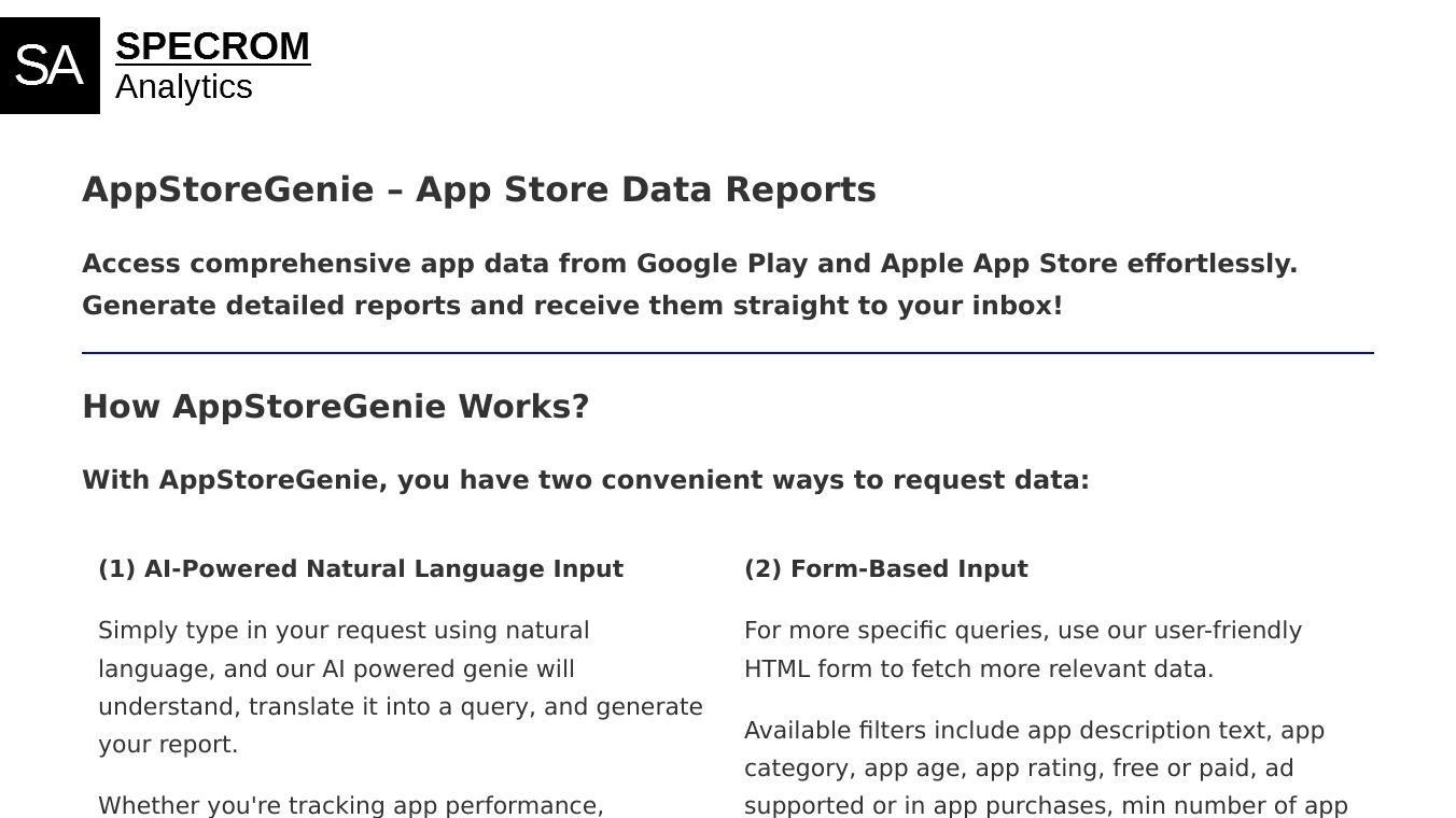 AppStoreGenie – App Store Data Reports