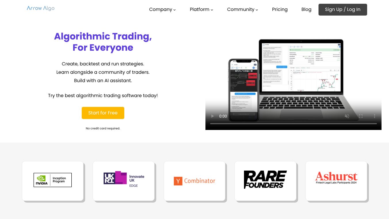 Arrow Algo now with Artemis AI builder